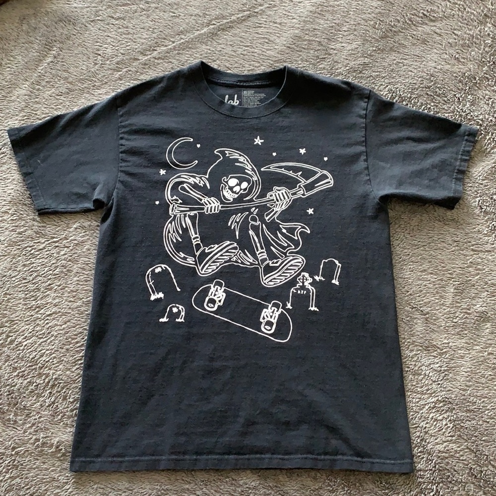 A-lab T-Shirt Graveyard and Grim Reaper Skater